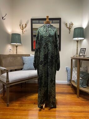 Green Leopard Print Maxi Dress